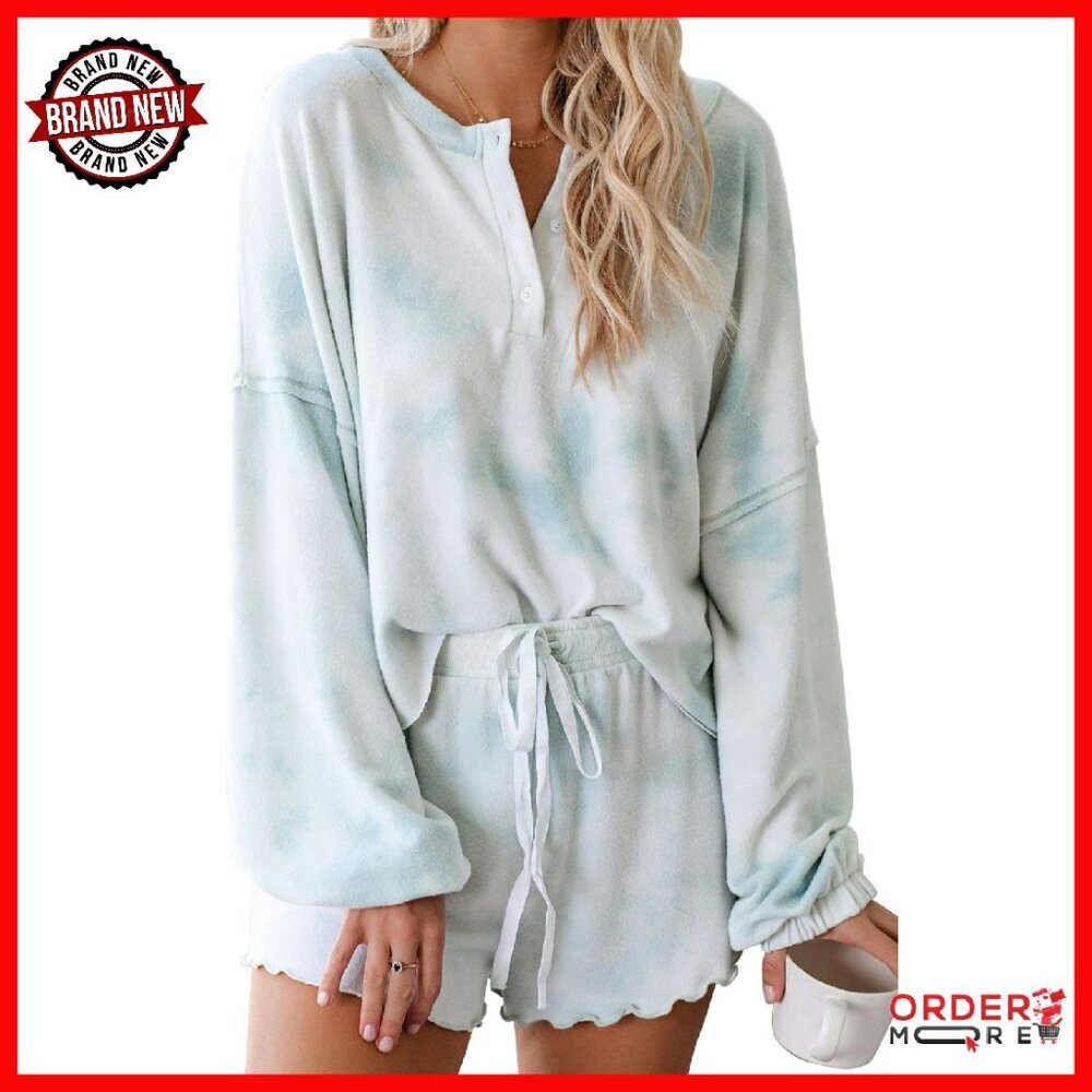 Soft Long Sleeve Pajama Set with Drawstring Shorts - Sleepwear Lounge